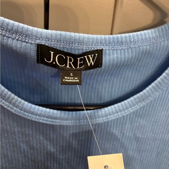 NWT J. Crew Sky Blue Ribbed Short Sleeve Tee - Picture 3 of 4